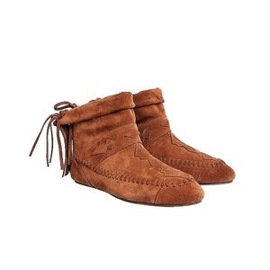 Saint Laurent Paris Nino Fringe Whip Stitch Leather Moccasin Bootie